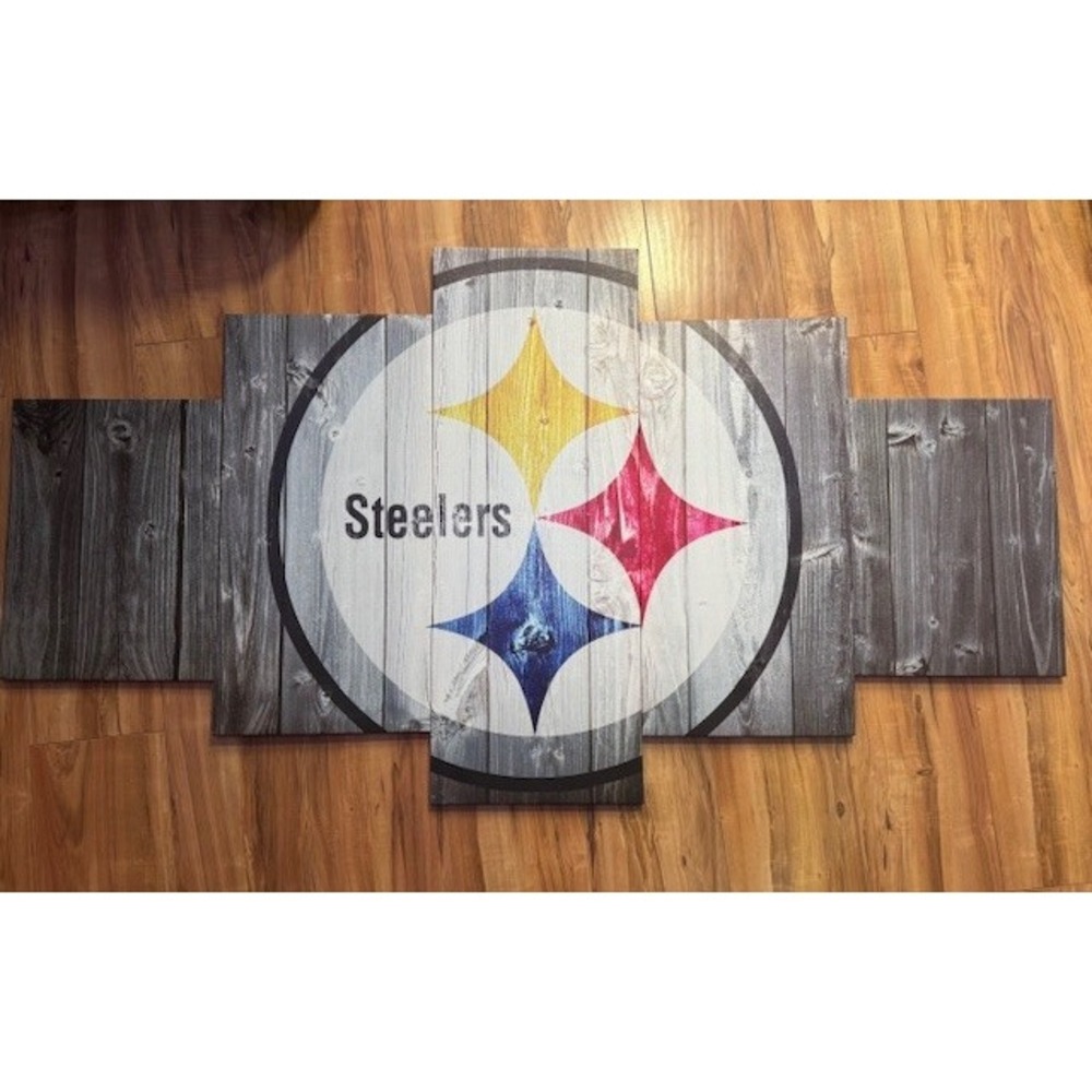 Pittsburgh Steelers NFL Logo 5 Piece Canvas Wall Art Decor Decoration 60" X 32"